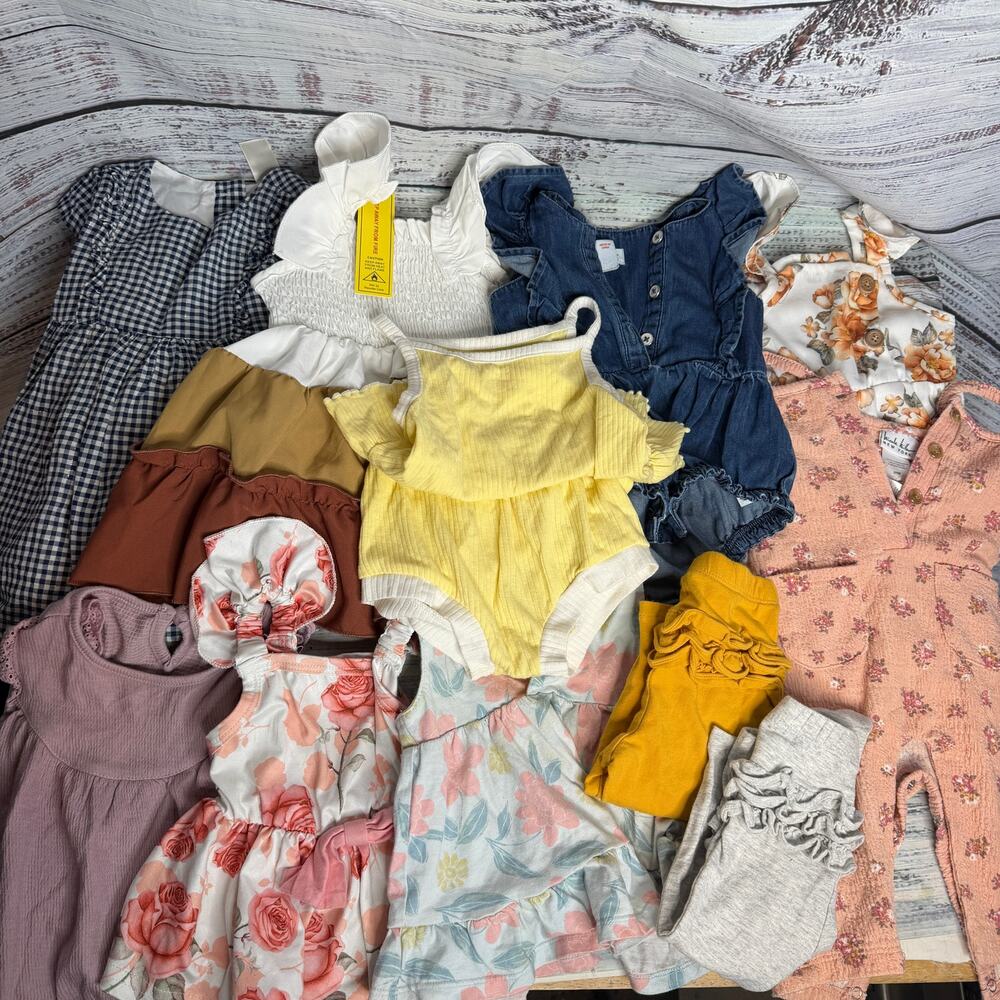 Baby Girl Clothes Lot 6-9 Months Cat & Jack Nicole Miller Floral Denim Outfits